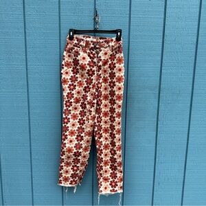 Pacsun 70’s flower pink and red jeans